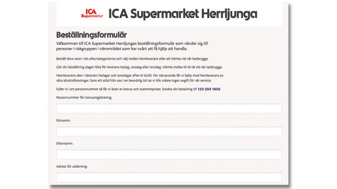 ICA Supermarket -levererar hem