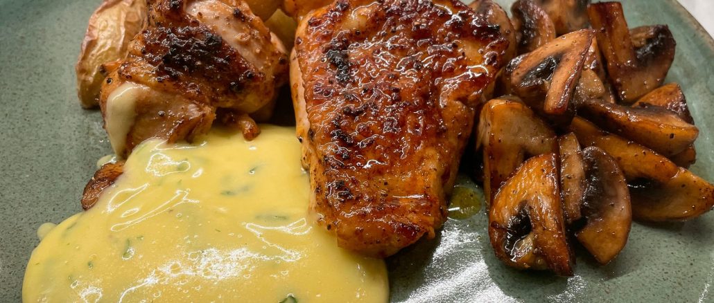 Kycklingsteak med champinjoner och bearnaise -lättlagat & lyxigt