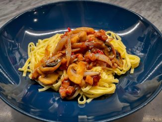 Tagliolini med pancetta och champinjoner -enkel god vardagsmat
