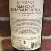 Le Poiane Amarone della Valpolicella 2012 -Back Label