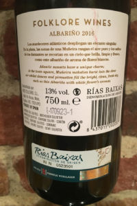 Folklore Albariño 2016 Back