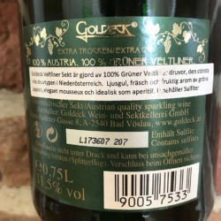 Goldeck Gruner Veltliner Sekt Back
